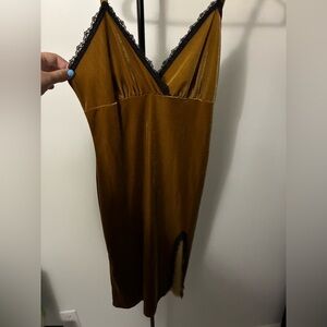 Forever 21 Gold Velvet Dress with Black Accents